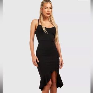 Boohoo Strappy Frill Hem Midi Dress